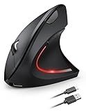 TECKNET Ergonomic Mouse Wireless, Echargeable Mouse Wireless Silent for Carpal Tunnel Right Hand, 2.4GHz USB-A Vertical Mouse for Laptop,5 Adjustable 4800 DPI, Computer,MacBook, Desktop(Not-USB-C)