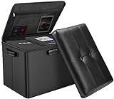 DocSafe Storage Ottoman with Lock,Fireproof Folding Ottoman Foot Rest Stool Storage Chest with Storage Safe for Important Documents,Waterproof 17 Inches Short Ottoman Foot Stool with Handles,Black
