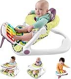 Fisher-Price Portable Baby Chair Kick & Play Deluxe Sit-Me-Up Seat with Piano Learning Toy & Tray for Infants to Toddlers, Purple Monkey