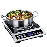 OSTBA 1800W Commercial Induction Cooktop, 10" Heating Coil Countertop Induction Burner, 10 Power Levels & 120–460°F Temperature Control, 3H Timer, Keep Warm, ETL Certified