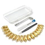 3D Printer Nozzle Kit, 16PCS MK8 Brass Nozzles 0.2/0.4/0.6/0.8/1.0mm