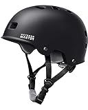 OutdoorMaster Skateboard Cycling Helmet - Two Removable Liners Ventilation Multi-Sport Scooter Roller Skate Inline Skating for Kids, Youth & Adults - L - Black