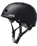 OutdoorMaster Skateboard Cycling Helmet - Two Removable Liners Ventilation Multi-Sport Scooter Roller Skate Inline Skating for Kids, Youth & Adults - L - Black