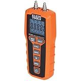 Klein Tools ET180 Digital Manometer, Air and Gas Pressure Tester, Differential Dual Port Pressure Gauge, Large LCD Display with Backlight