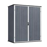 Greesum 5X3FT Plastic Outdoor Storage Shed with Floor, Resin Storaged Sheds with Lockable Door, All-Weather Tool Sheds for Garden, Backyard, Patio, Dark Gray (4.7×2.5FT)