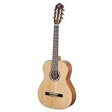 Ortega Guitars 6 String Family Series 3/4 Size Left-Handed Nylon Classical Guitar w/Bag, Spruce Top-Natural-Satin, (R121L-3/4)