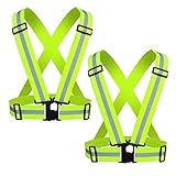 Cezmkio Reflective Safety Vest 2pcs - High Visibility Vest Adjustable Straps for Outdoor Jogging, Cycling, Walking and Riding
