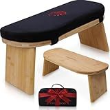 Yoga Dood Meditation Bench - Folding Bamboo Meditation Stool with Velvet Cushion & Carry Bag, Seiza Prayer Bench