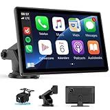 Portable 9” Wireless CarPlay Screen for Car – Apple CarPlay & Android Auto, GPS Navigation, Bluetooth, Touchscreen Car Monitor with Mirror Link & Voice Control – Plug & Play Upgrade for All Vehicles