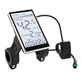 Oreb Bike Computer, Waterproof LCD Display Bicycle Speedometer and Odometer, 5 Pin 24V 36V 48V 60V Cycling Computer MTB Tracker, Bicycle Display Meter for 31.8, 22.2mm Electric Bikes