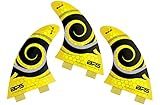 BPS 'Stealth' Performance Core and Netted Thruster Fin Set - 3pc Fiberglass Surf Board Fins with FCS G7 M5 Style - Surfing Fins (Koru Yellow)