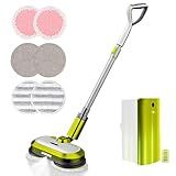 VMAI Cordless Electric Mop with Water Spray & Detachable Battery, Rechargeable Floor Spin Mop & Scrubber with LED Headlights, Washable Pads, Lightweight for Hardwood Tile Marble Floor Cleaning