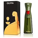 FLAIROSOL OLIVIA Oil Sprayer for Cooking, 200ml Glass Olive Oil Sprayer, Continuous Cooking Spray with Portion Control, Oil Dispenser for Kitchen, Air Fryer, Salad, BBQ (Green Bottle, Gold Print)