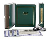 Corporate Kit (Green) - Binder, Slipcase, Minutes & Bylaws, Stock Certificates, Index Tabs & Metal Corporate Seal