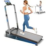 Walking Pad with 12% Incline/Adjustable Height Handle Bar, Upgraded 3.5HP Walking Pad with Handle Bar, 4 in 1 Foldable Treadmill with Incline, Electric Portable Treadmills for Home 350LBS, LED Display
