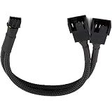 Easycargo GPU Fan Adapter Splitter Cable to PWM Fan, Graphic Card Fan Adapter, Compatible to 4-pin 3-pin PWM Fans 10cm 4 inch Black 1 to 2 Splitter cable