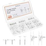 212PCS Clear Push Pins Set for Cork Board, 3 Types Thumb Tacks for Bulletin Board Wall Hanging Maps Photos Office School Home Decor - Includes Standard Push Pin, Flat Head Thumbtacks, Clip Push Pins