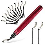 Deburring Tool with 12 High Speed Steel Blades, Deburring Tool 3D Printing, Deburring Tool for Metal, Resin, Copper, Plastic, PVC Pipes, 3D Printed Edges (1 Red Handle)