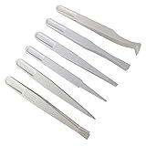 FEITA Precision Plastic Tweezers Kit - Plastic Anti static Tweezers Set Pickup Craft Electronics DIY Repair Tool - White - 6Pcs
