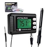 Digital Combo pH & Temperature Meter, Aquarium Thermometer pH Monitor with Automatic Calibration Function for Fish Tank Hydroponics Aquaculture Laboratory