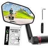 RBRL Bicycle Mirror, Extra Large Bike Mirror, 360° Adjustable Shatterproof and Durable Bar End Rear View Mirror Bicycle, Side Mirrors for E-Bike (Left)