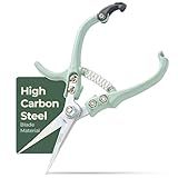 Modern Sprout Pruning Shears - Herb Snipping Scissors- Lightweight Gardening Tools W/Easy Lock - Flower Cutter Garden Shears - Carbon Steel Blade + Reusable Holster (Green, 1-Pack)