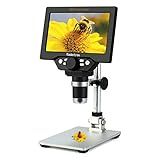 Koolertron 7 inch LCD Digital Microscope,12MP 1-1200X Magnification 1080P Coin Microscope with Screen,8 LED Lights,Rechargeable Battery Microscope for PCB Soldering Plant/Rock/Insect/Watch Repairing