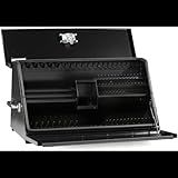 StorSmart Toolbox, Steel Wedge, 36" Black – 14-Gauge Treadplate, Weatherproof Split-Lid Tray, 200+ SAE & Metric Tools Storage, Powder-Coated, for Truck or Garage
