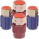 4pcs R 12 to R134A Adapter Retrofit Valve Fitting Kit for AC Air Conditioner Refrigerant System High and Low Side Random Color