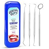 Dental Hygiene Kit - Calculus & Plaque Remover Dental Tool Set - Stainless Steel Tarter Scraper, Tooth Pick, and Mouth Mirror - Dentist Instrument Set for Teeth Cleaning (Blue)