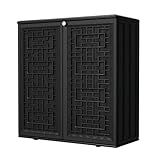 Mrosaa Outdoor Storage Cabinet Waterproof with Shelf,Resin Storage Sheds Outdoor Cabinets for tub towels/chemicals/grill items/Patio/Garden/Backyard, Size 34.3''L*15''W*36.2''H（Black）