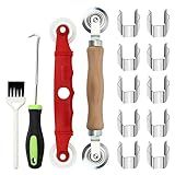 14 Pcs Screen Rolling for Flat Spline, Windspeed Window Screen Door Repair Kit 3Pcs Screen Roller Tool with 10Pcs Screen Installer Clips, A Groove Cleaning Brush for Installing Screen Window Door