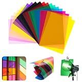 20pcs Color Correction Light Gel Filters, 11.7 x 8.3 Inches Transparent Color Film Sheets for LED Light, Photography Lighting, Flash, Studio Equipment – 10 Colors for Mood Lighting, Photo, Video