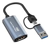 HDMI Capture Card,USB C Video Capture Device,4K USB to HDMI Capture Card for Live Streaming Gaming Recording Teaching Meeting Work with OBS Studio PotPlayer QuickTime Player (4K in 1080P Out)