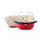 Dash SmartStore Stirring Popcorn Maker - Hot Oil Electric Popcorn Popper with Butter-Warming Tray, Clear Serving Bowl & Measuring Cup - 12 Cups, Red