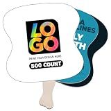 Custom Hourglass-Shaped Hand Fans – Personalized Full-Color Imprint with Logo – Promotional Handout for Events, Carnivals, Tradeshows, and Marketing Campaigns (Qty 500)