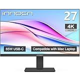INNOCN 27 Inch 4K Monitor for MacBook Air/Pro, Mac mini PC, 3840 x 2160 LCD IPS Display, HDR400, USB C 65W, DP, HDMI, PC Monitor, 1.07B+ Colors, Built-in Speakers, Pivot Adjustable Stand, Black