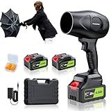 980,000 RPM Cordless Leaf Blower - 21V Electric Handheld Leaf Blower with 2×4.0Ah Batteries & Fast Charger - Lightweight for Patio, Lawn, Yard, Deck Cleaning - Light Black