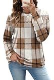 Fall Clothes Tops for Women Early Fashion 2026 Sweatshirts Beige Plaid M