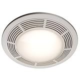 Broan-NuTone 750 Round Fan and Light Combo for Bathroom and Home, White Grille with Glass Lens, 100-Watts, 3.5 Sones, 100 CFM