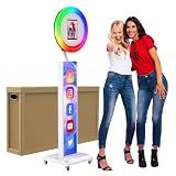 JIYANG Portable Photo Booth Compatible with Any Ipad,Photo Booth Mchine with ChackTok PhotoBooth VIP 2 Month Member,Customize Logo,Perfect for Parties,Wedding and Events(Wihte,Honeycomb Case)