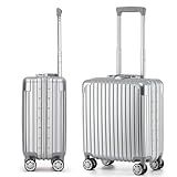VATILIN 16 Inch Underseat Carry On Luggage Airline Approved with Wheels, Personal Item Zipperless Aluminum Frame Hard Shell Lightweight Small Suitcases with TSA Lock for Business Travel for,Silver