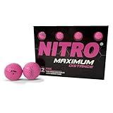 Nitro Maximum Distance Golf Balls- 12 Pack- Bright Pink- USGA Approved