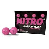 Nitro Maximum Distance Golf Balls- 12 Pack- Bright Pink- USGA Approved
