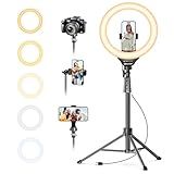 UBeesize 12'' LED Ring Light with 62'' Tripod Stand, Selfie Ring Light for Video Recording, Live Streaming, TikTok & YouTube, Compatible with iPhone & Android (Black)