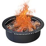 SoulMate Outdoor 46-Inch Outer/42-Inch Inner Fire Pit Ring Smokeless,Duty Solid Metal Steel Round Firepit Rim Insert for DIY Fire Pits, Outdoor Above or In-Ground, Camping Garden Patio Backyard.