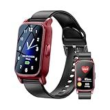 Fajocru Fall Detection Smart Watch for Seniors with GPS Tracking, SOS Alert & HD Video Call, Waterproof Fitness Tracker for Dementia/Alzheimer’s, 4G Safety (Modern, Red)