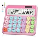 UPIHO Pink Calculator, Standard Calculator 12 Digit with Large LCD Display and Big Buttons,Pink Office Accessories for Women Desk, Cute for Office,School, Home, Business(Colorful Pink)