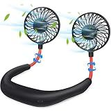 Haomaomao Portable Neck Fan 2500 mAh Rechargeable USB Hands-Free Mini Face Cooling Personal Double Headed Rotatable Small Fan for Working Office Reading Traveling Outdoor Sport