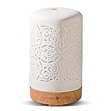 Earnest Living Essential Oil Diffuser White Ceramic Diffuser 100 ml Timers Night Lights and Auto Off Function Home Office Humidifier Aromatherapy Diffusers for Essential Oils